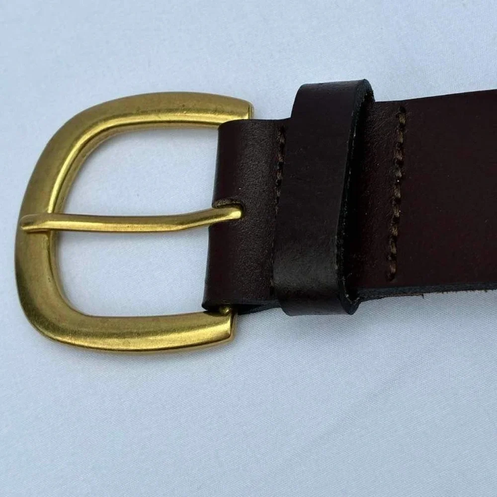 JCPenney Mens Chocolate Brown Genuine Leather Whipstitch Western Belt Size M